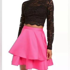 Size 11 Pink & Black 2 Pc Prom Homecoming Formal Party Cocktail Dress NWT